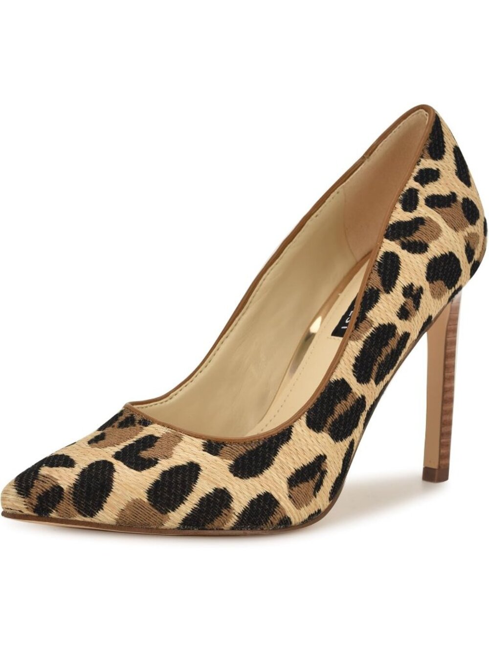 Womens Leopard Raffia Pointed Toe Footbed Tatiana Pump Casual Covered Heel Shoes